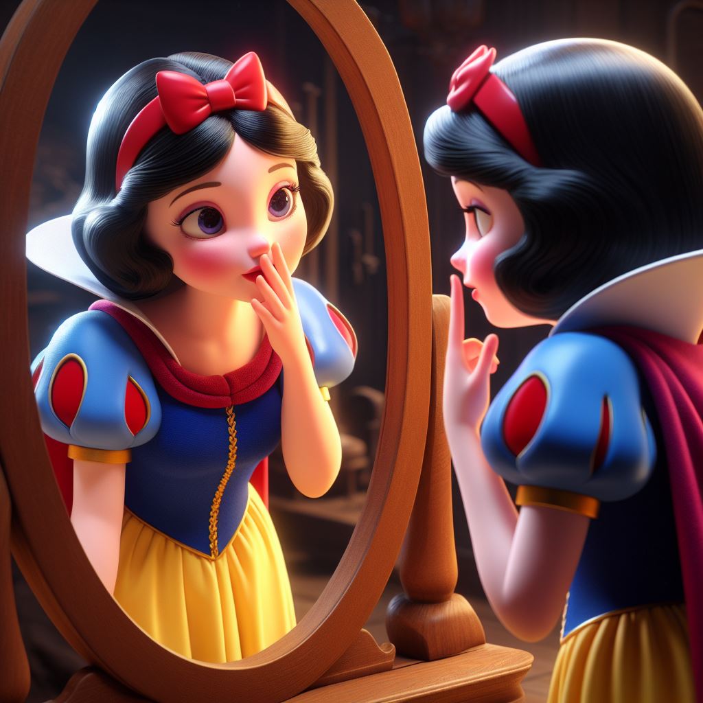 snow white with a talking mirror