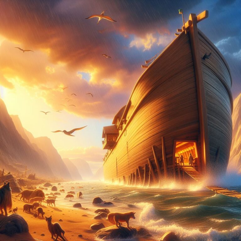a big boat, looks like Noha's Ark