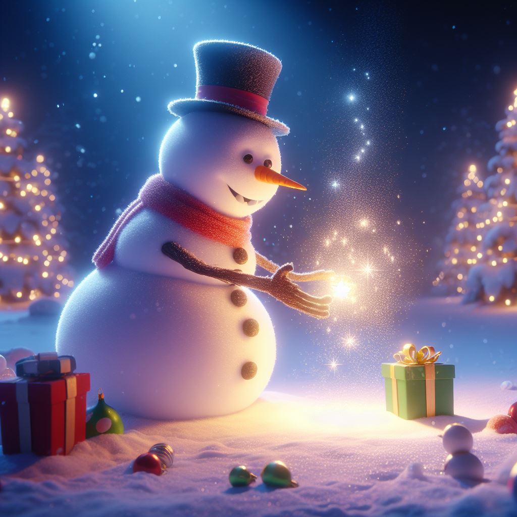 A snowman coming to life and granting wishes