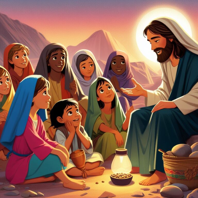 Jesus talking to children, Bible Story
