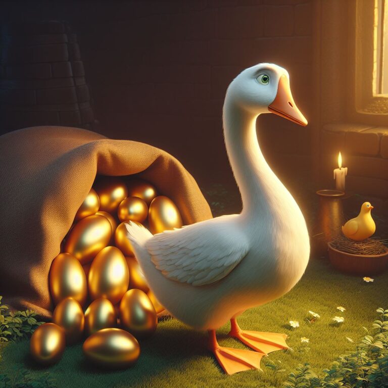 a goose with golden eggs