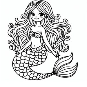 Mermaid coloring page 3